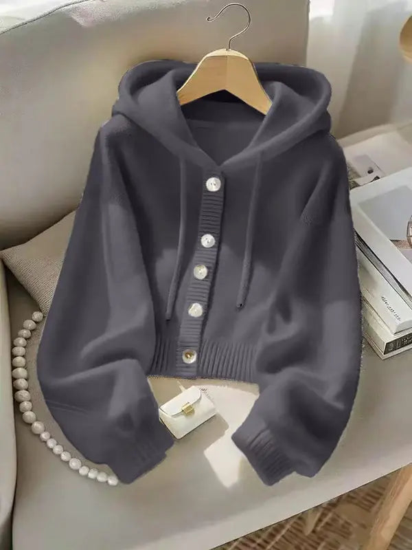 Nouvelle Veste Sweat à Capuche Douce et Confortable Automne-Hiver, Cardigan en Maille Décontracté au Design Unique Style Paresseux, Haut Élégant à Manches Longues