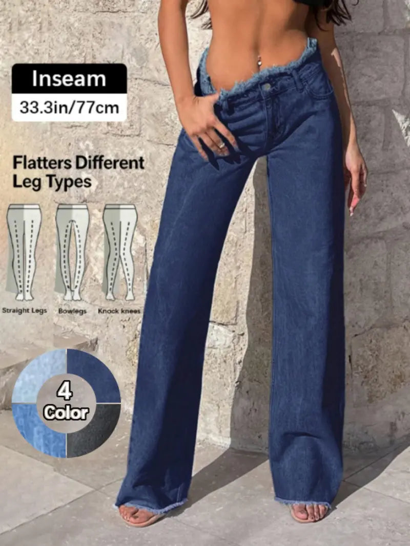 Jean ample taille haute pour femme