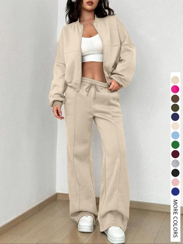 Ensemble veste et pantalon décontracté à rayures pour femme, à manches longues et fermeture éclair, tenue d'aéroport, taille naturelle ajustée, longueur classique, toutes saisons