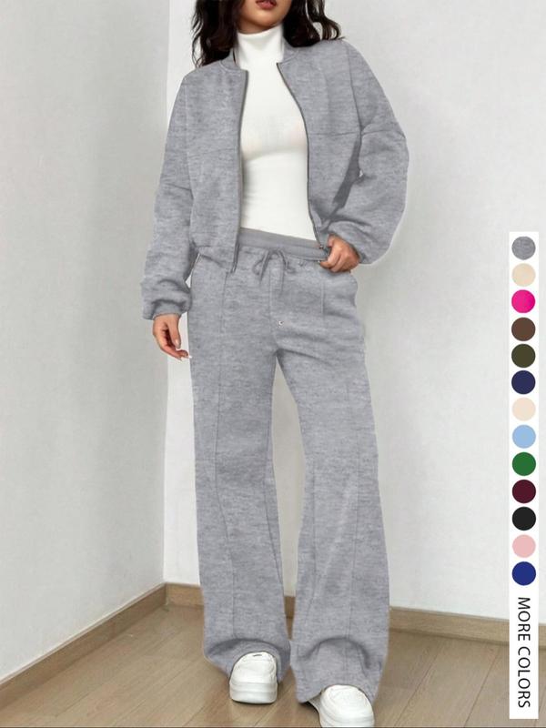 Ensemble veste et pantalon décontracté à rayures pour femme, à manches longues et fermeture éclair, tenue d'aéroport, taille naturelle ajustée, longueur classique, toutes saisons