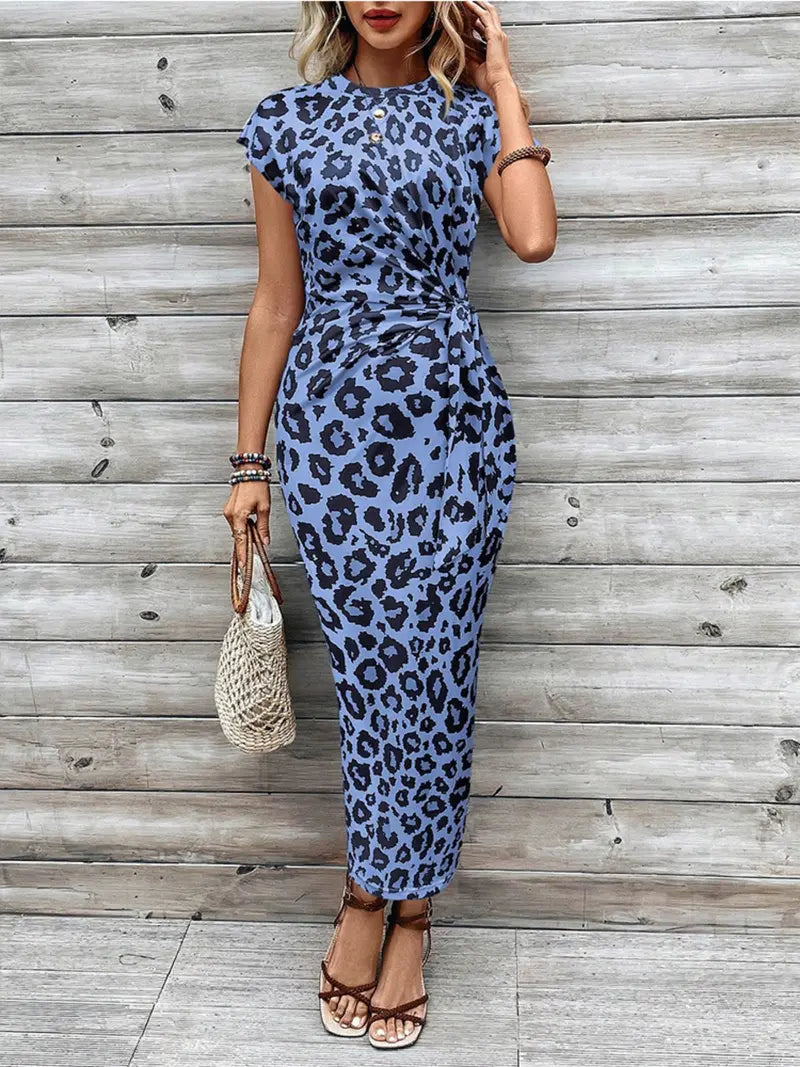 Robe décontractée pour femme à manches chauve-souris, unie, rayée ou à imprimé intégral avec nœud, col rond, manches courtes, longue, idéale pour les vacances à la plage.