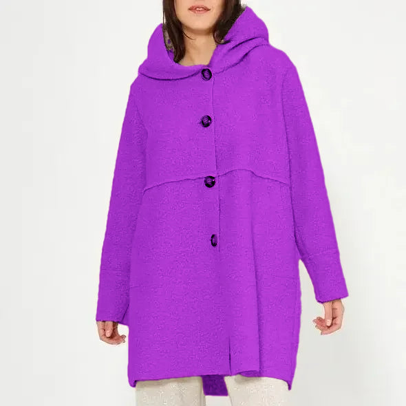 Manteau à capuche boutonnable pour femme automne/hiver, élégant et polyvalent, adapté à diverses occasions.