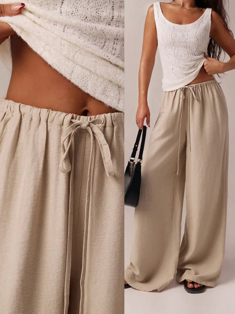 Pantalon uni avec poches pour femme