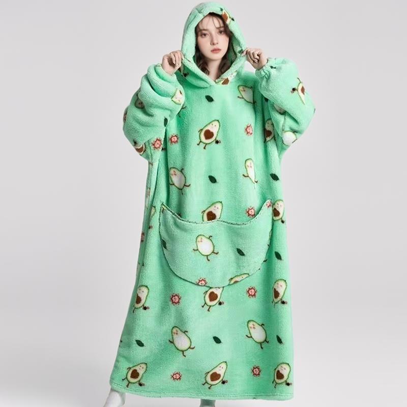 Hoodie Couverture Oversize, Polaire Douillette, Sweat à Capuche Long Couverture comme Cadeau, Couverture Portative Longue avec Manches et Grandes Poches, Pyjama Une Pièce Lavable en Machine pour Adultes