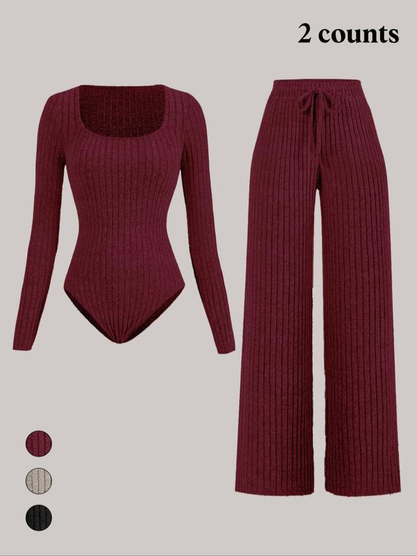 Ensemble salopette en molleton côtelé de couleur unie coupe slim pour femme, pantalon large, tissu confortable et tendance pour le quotidien