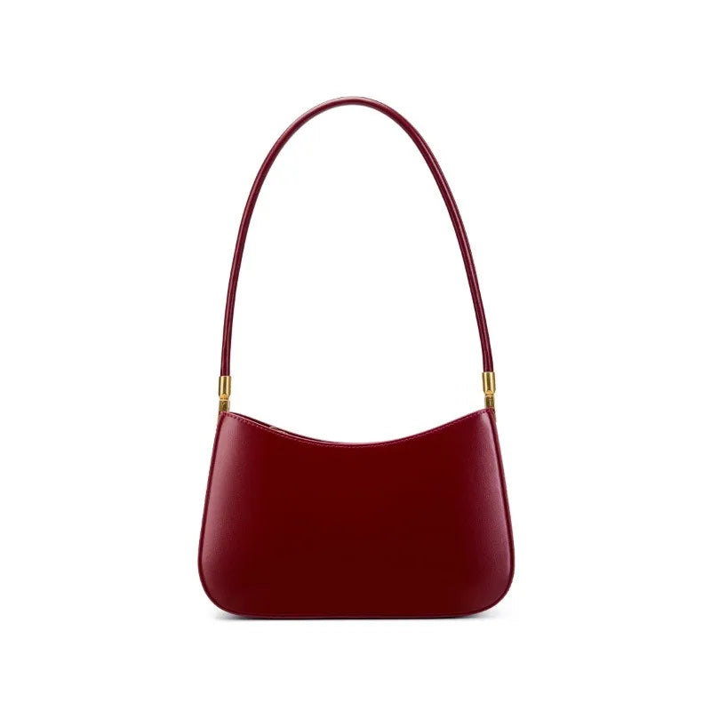 Sac à Main d'Épaule Français en Cuir Rouge