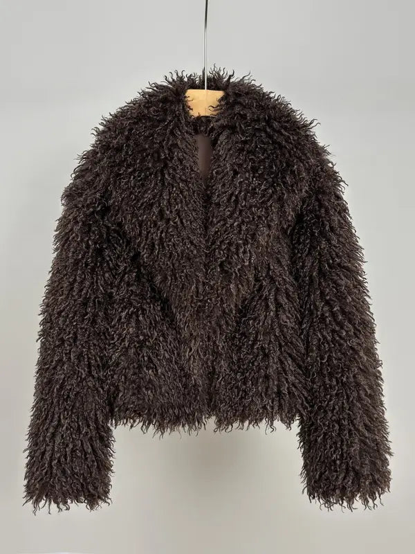 Manteau court en fausse fourrure pour femme, veste d'hiver ample et chaude, look haut de gamme, nouveau design tendance, parfait pour le temps froid
