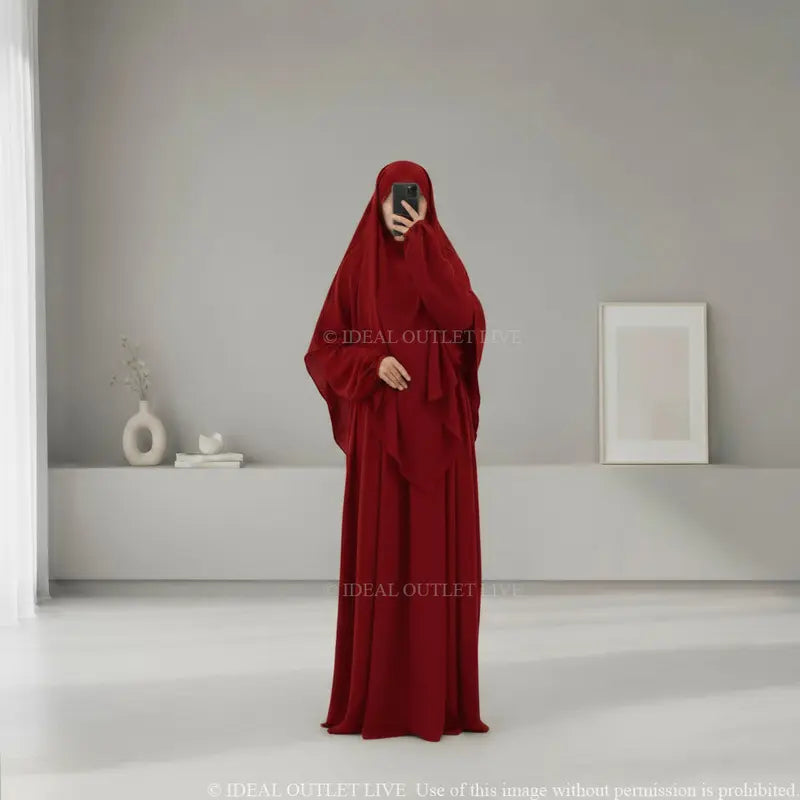 Prayer Set, 2-Piece Abaya Khimar in Jazz Fabric, Modest and Practical