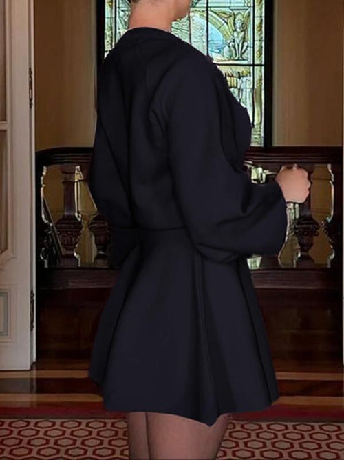 Robe pull décontractée à col mi-montant et manches longues pour femme, robe pull ample de couleur unie, mode automne et hiver