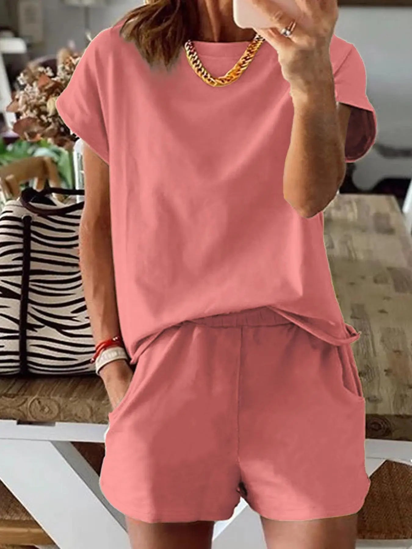 Ensemble deux pièces imprimé lettre pour femme, t-shirt décontracté à manches courtes et pantalon de survêtement pour l'été, vêtements quotidiens pour femme