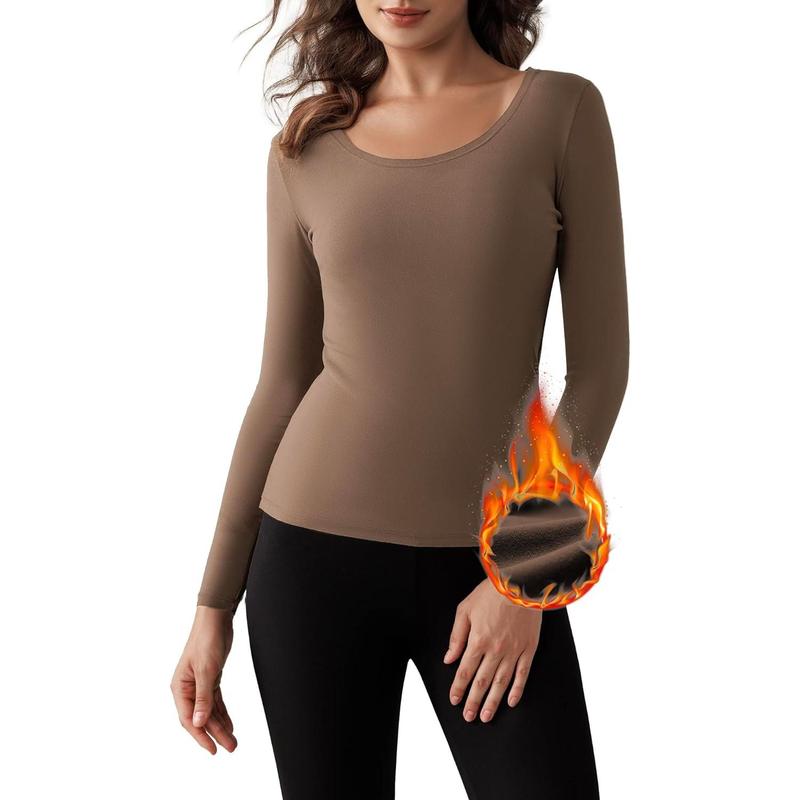 Haut thermique à manches longues pour femme, doublure en polaire, sous-vêtement ultra doux, couche de base pour femme par temps froid
