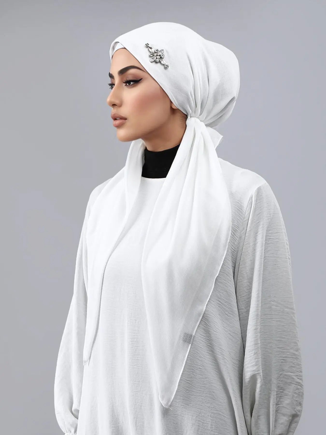 Hijab simple et polyvalent pour femmes, extensible, orné de bijoux, respirant, anti-transpiration, en jersey, protection solaire