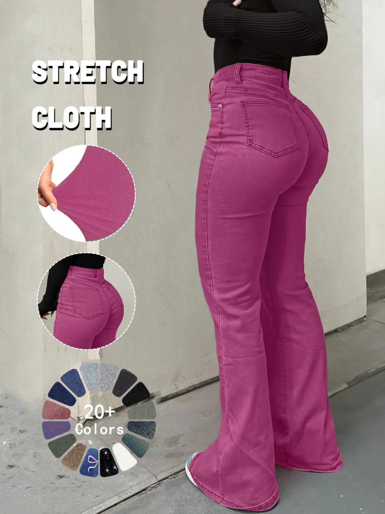 Jean Y2K évasé taille haute pour femme, Jean décontracté en denim avec poches à boutons, Bas pour femme pour le quotidien, Jean 000, Jean femme à la mode et polyvalent, Convient pour le printemps, l'été, l'automne et l'hiver