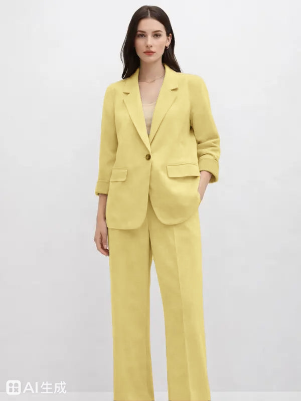 Costume en suède — Doté d'une silhouette fluide et moderne.