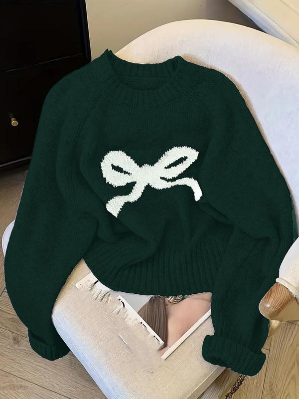 Pull en maille élégant avec nœud pour femme, mode douce automne-hiver, haut pull décontracté épais, design unique, vêtement d'extérieur polyvalent