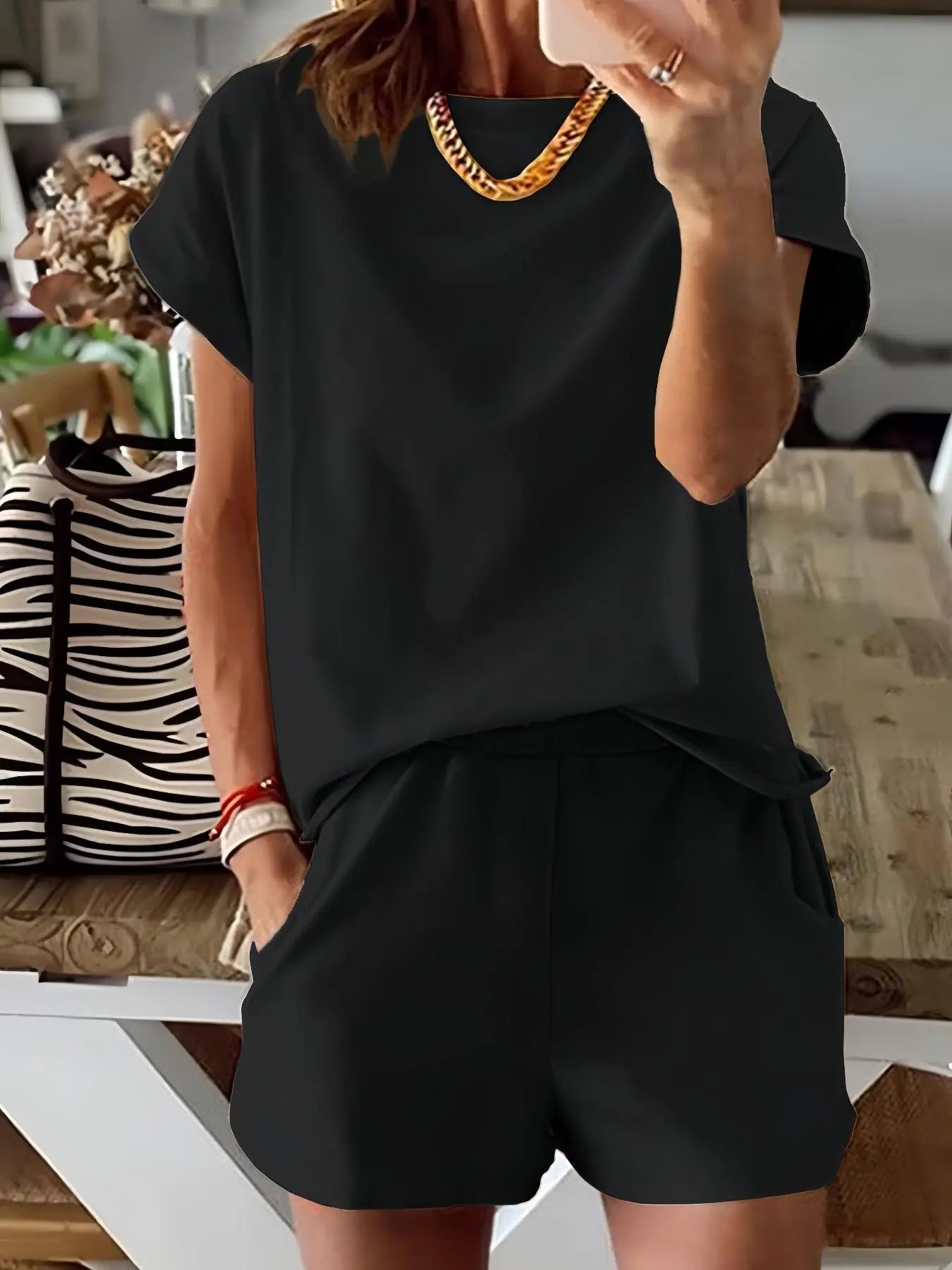 Ensemble deux pièces imprimé lettre pour femme, t-shirt décontracté à manches courtes et pantalon de survêtement pour l'été, vêtements quotidiens pour femme