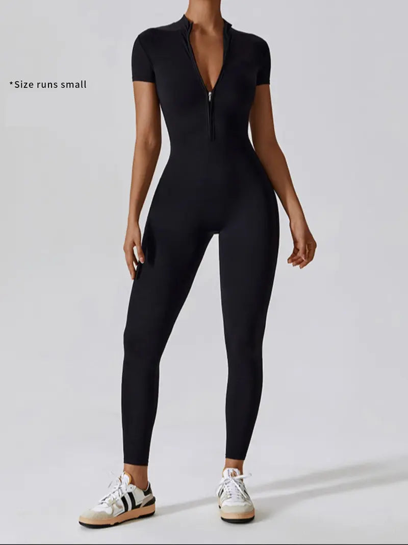 Combinaison de sport pour femme, col montant, fermeture éclair robuste