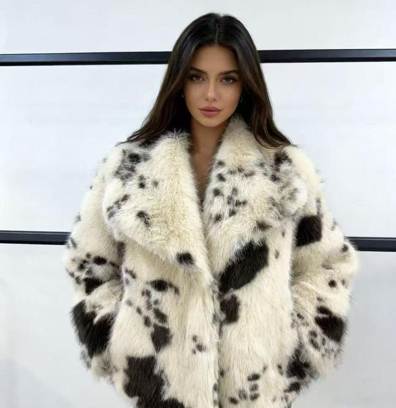 Veste en fausse fourrure unie pour femme, manteau décontracté à col et manches longues pour l'automne et l'hiver, vêtements quotidiens pour femme, hauts mignons