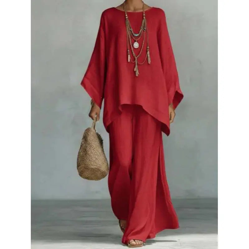 Nouvel ensemble femme : chemise ample et pantalon large