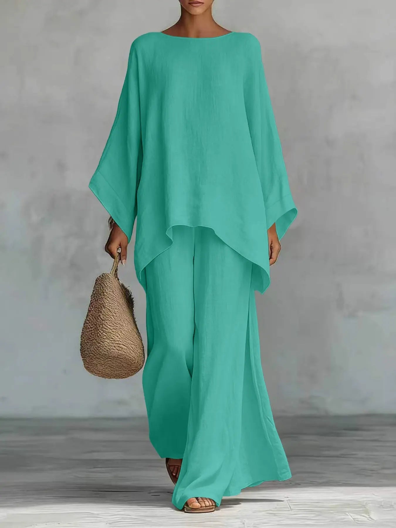 Nouvel ensemble femme : chemise ample et pantalon large