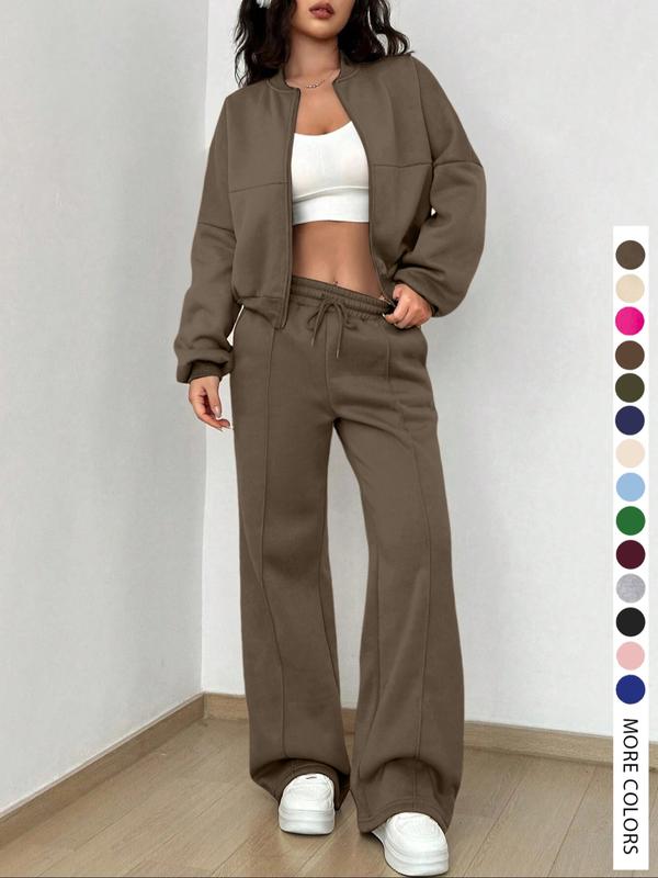 Ensemble veste et pantalon décontracté à rayures pour femme, à manches longues et fermeture éclair, tenue d'aéroport, taille naturelle ajustée, longueur classique, toutes saisons