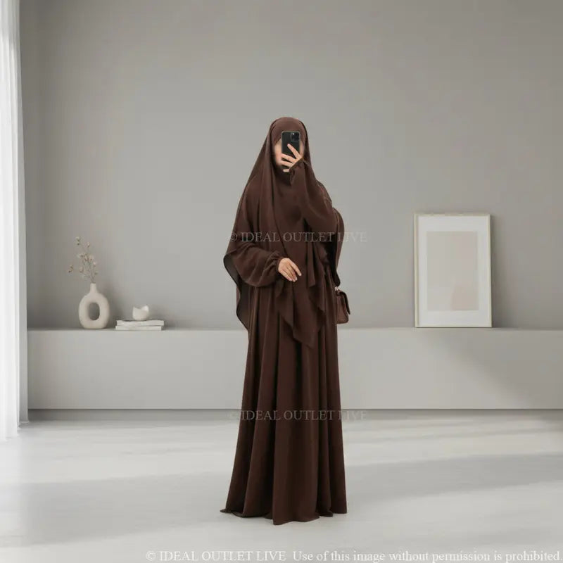 Prayer Set, 2-Piece Abaya Khimar in Jazz Fabric, Modest and Practical