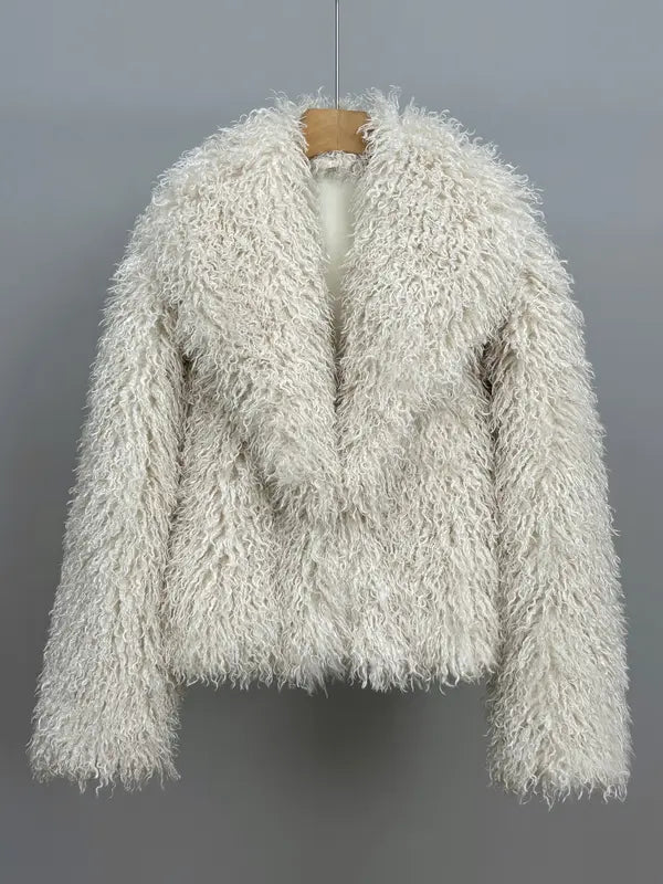 Manteau court en fausse fourrure pour femme, veste d'hiver ample et chaude, look haut de gamme, nouveau design tendance, parfait pour le temps froid