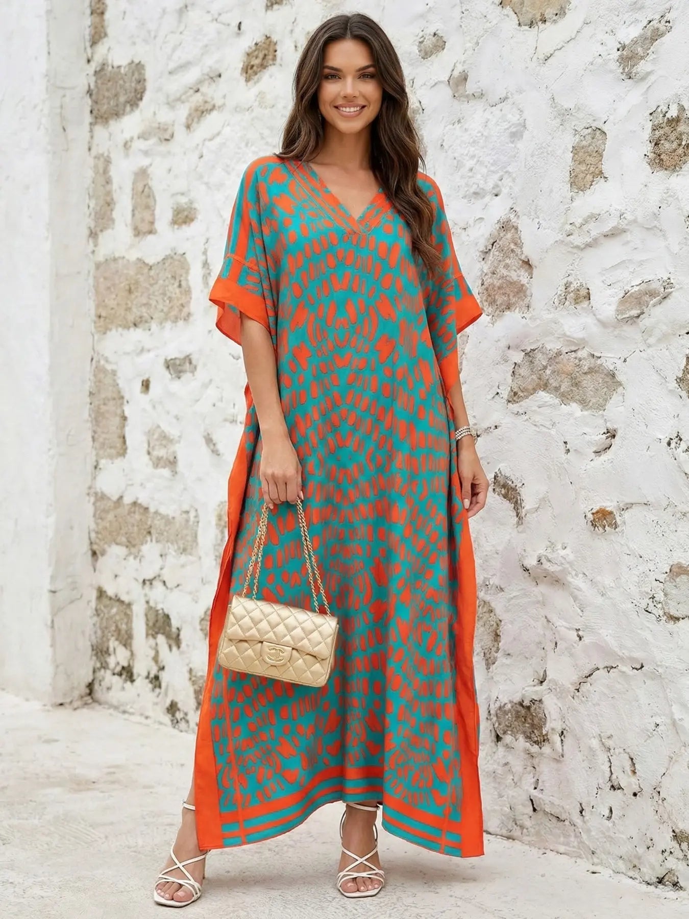 Robe de plage coupe ample imprimé léopard pour femme