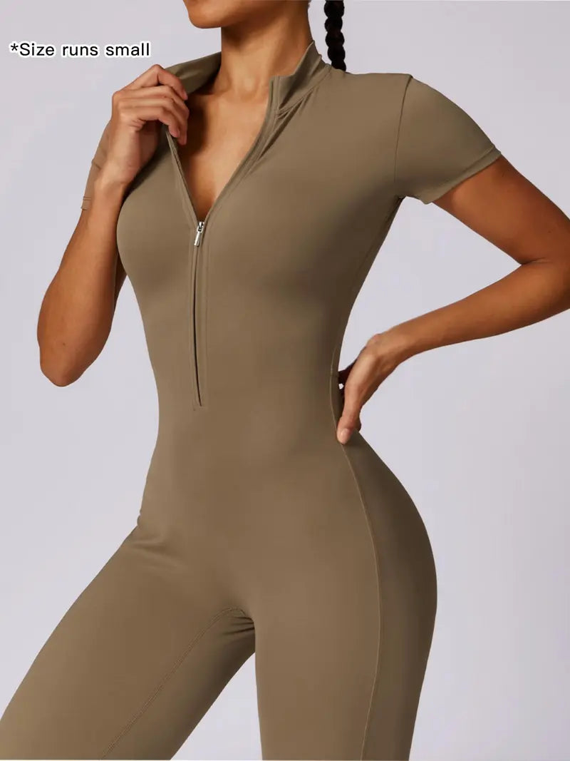 Combinaison de sport pour femme, col montant, fermeture éclair robuste