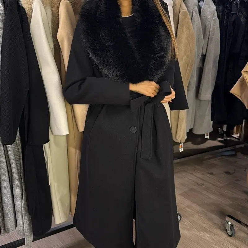Manteau à col fourrure de haute qualité - Chic et élégant, Conçu pour un look stylé et confortable.