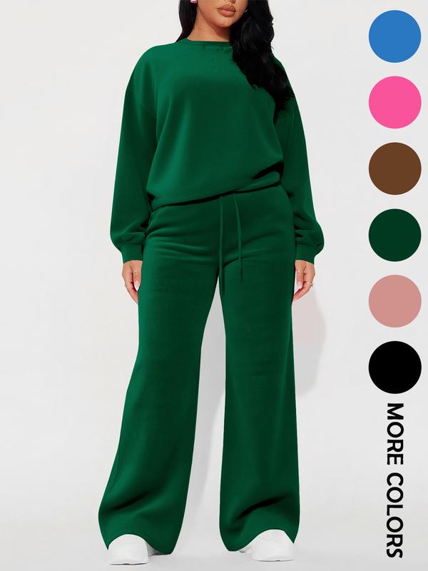 Ensemble femme haut à manches longues décontracté et pantalon droit taille haute, automne-hiver, vêtements confortables et élégants, prêt-à-porter féminin