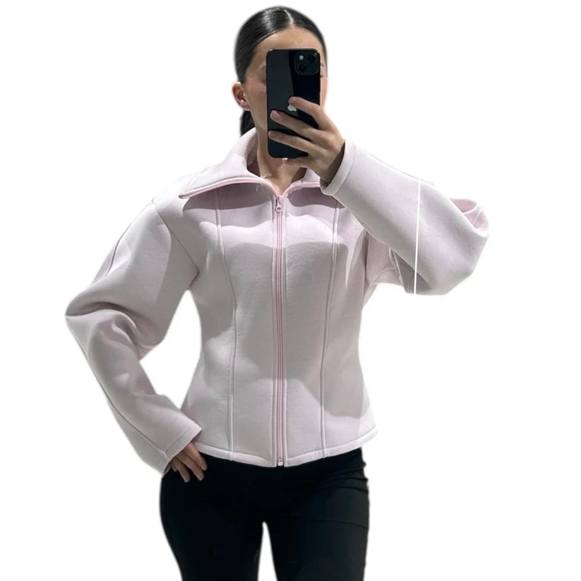 Veste Sculptante Zippée — Coupe Élégante, Confort Premium, Tissu Doux et Consistant