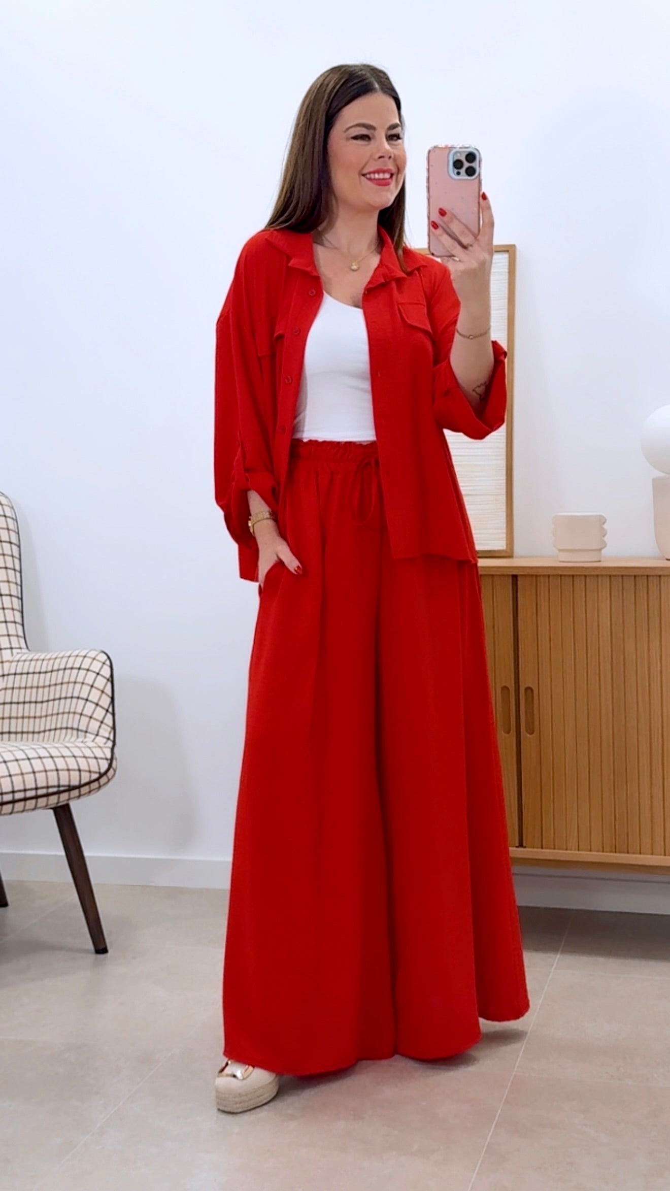 ENSEMBLE CHEMISE + PANTALON LARGE UNI