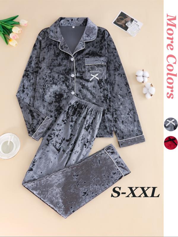 Ensemble de pyjama hivernal élégant pour femme, haut ajusté à manches longues boutonné et pantalon chaud, vêtements d'intérieur confortables pour temps froid