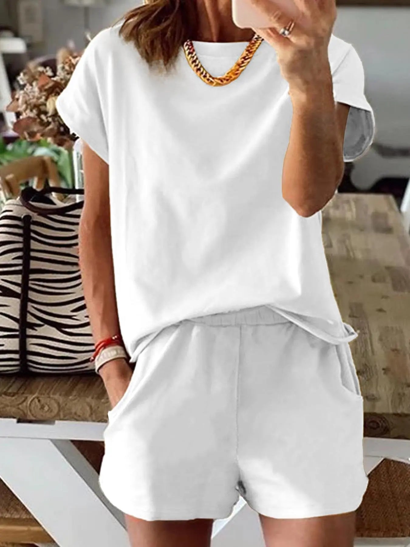 Ensemble deux pièces imprimé lettre pour femme, t-shirt décontracté à manches courtes et pantalon de survêtement pour l'été, vêtements quotidiens pour femme