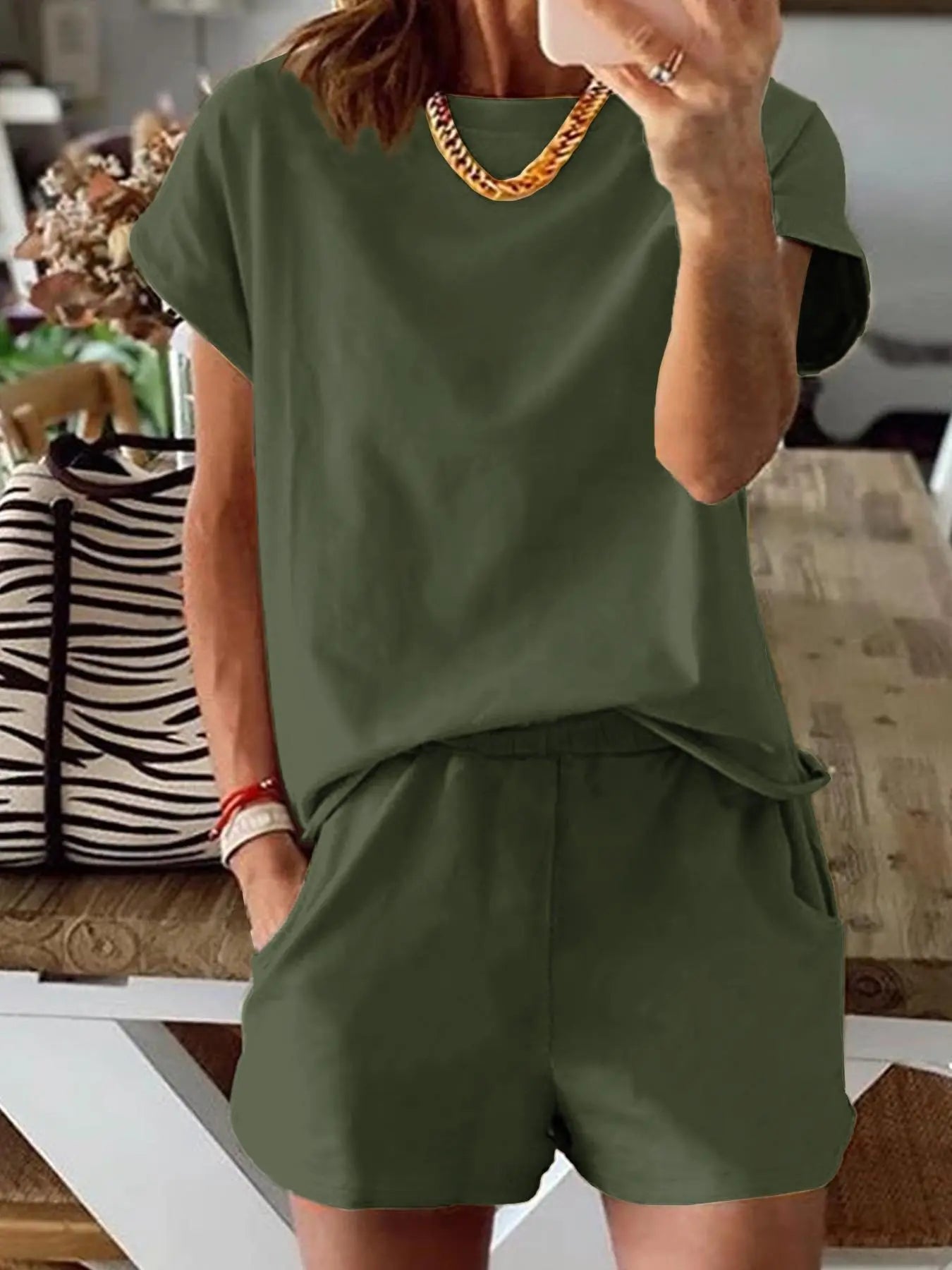 Ensemble deux pièces imprimé lettre pour femme, t-shirt décontracté à manches courtes et pantalon de survêtement pour l'été, vêtements quotidiens pour femme
