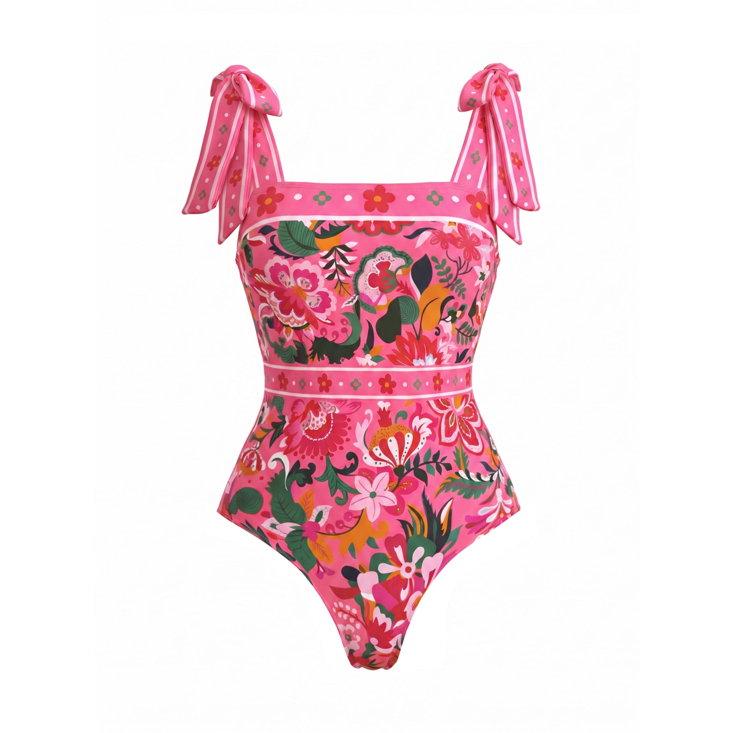 Maillot de bain et jupe une pièce imprimé floral rose Paradise