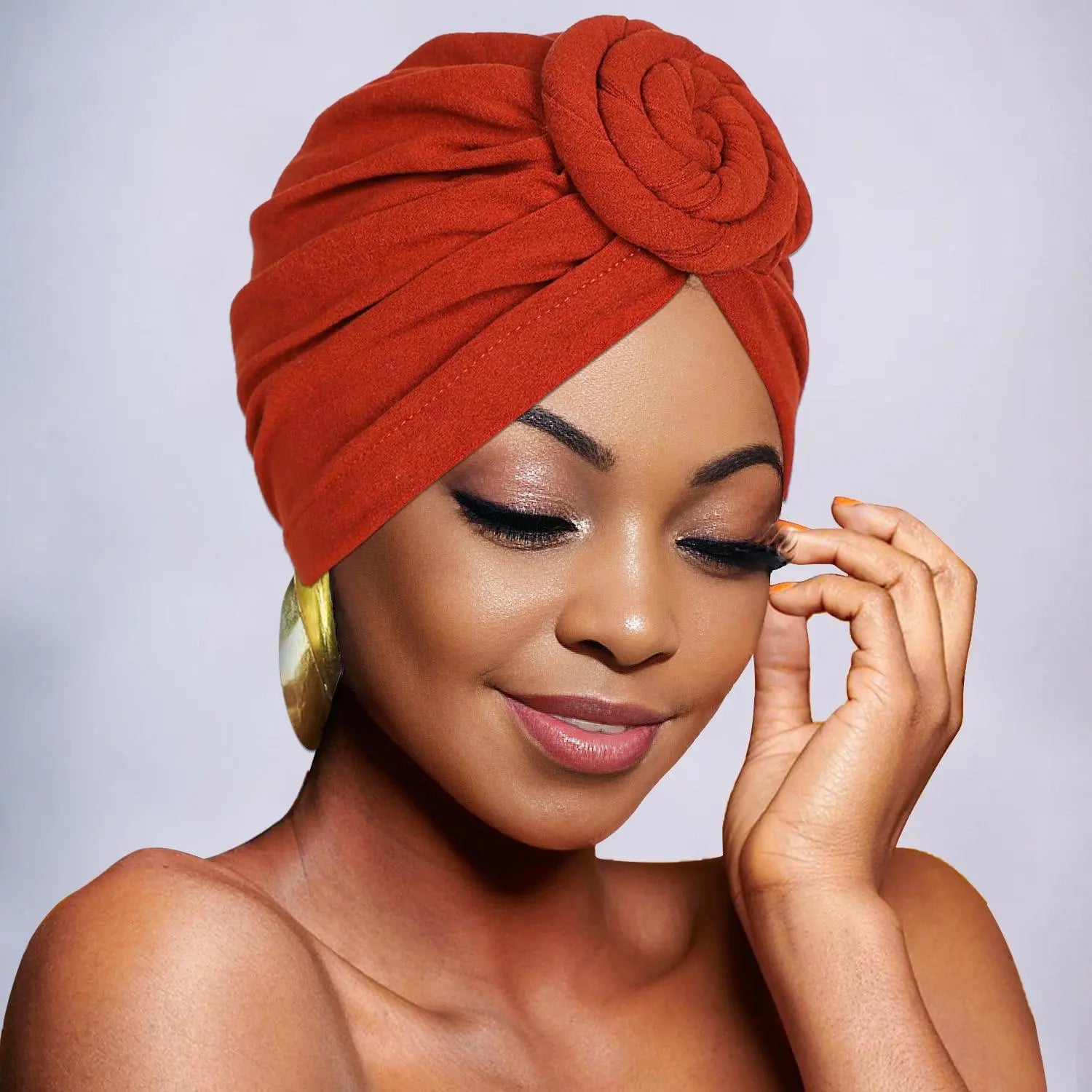 Chapeau turban élégant de couleur unie avec fleur pour femme, foulard décontracté et tendance, accessoires de mode pour un usage quotidien