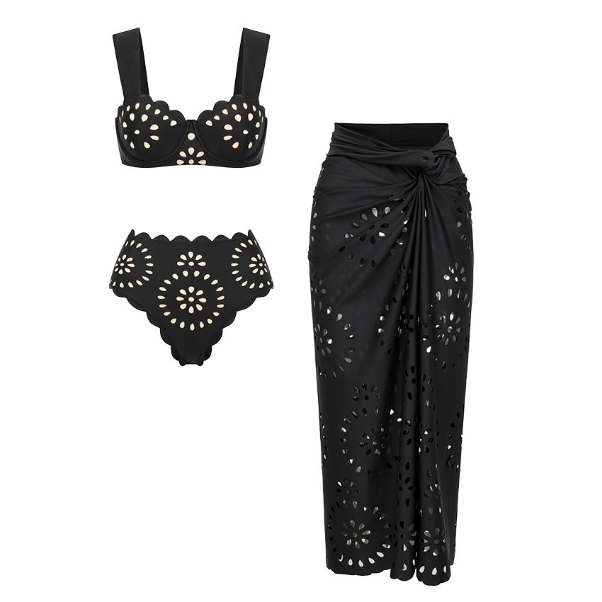 Ensemble(s) maillot de bain noir ajouré à armatures