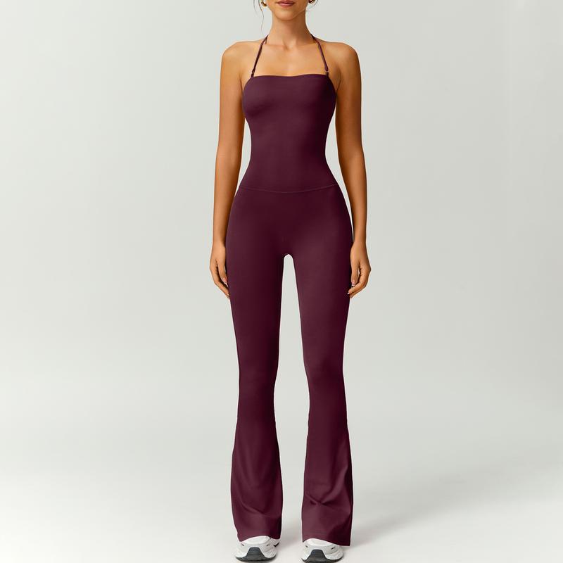 Combinaison Femme Patte d'Éléphant Dos Nu Moulante – Élégante et Confortable pour le Fitness et la Mode,Tenue Athleisure Élégante et Confortable, Rehausse les Fesses, Vêtement de Sport Taille Haute Extensible,combinaison femme