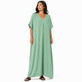 Robe longue oversize fluide col V femme été chic confortable en tissu léger et doux pour toutes les occasions