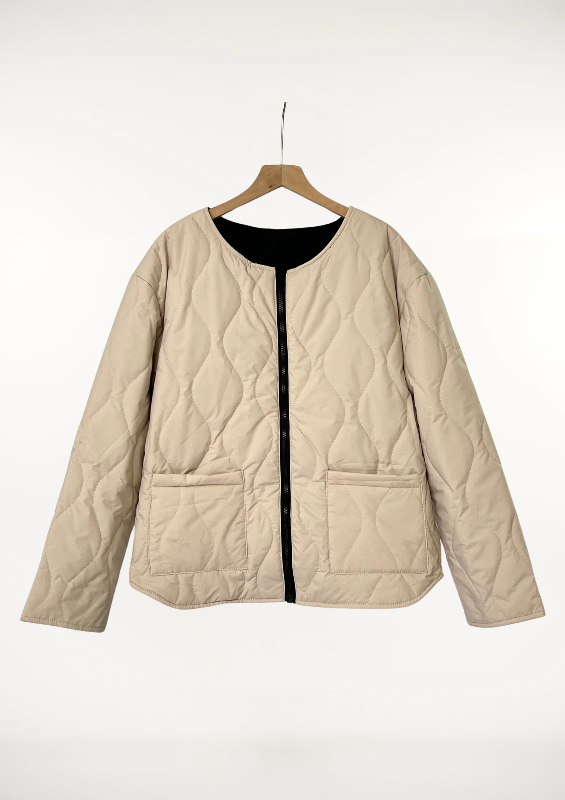 Veste matelassée fine à col rond pour femme