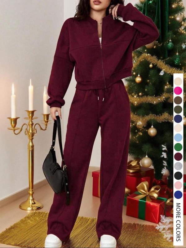 Ensemble veste et pantalon décontracté à rayures pour femme, à manches longues et fermeture éclair, tenue d'aéroport, taille naturelle ajustée, longueur classique, toutes saisons