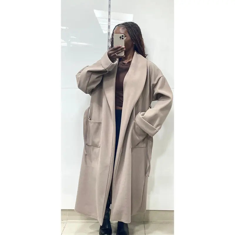 Trench-coat en laine avec ceinture
