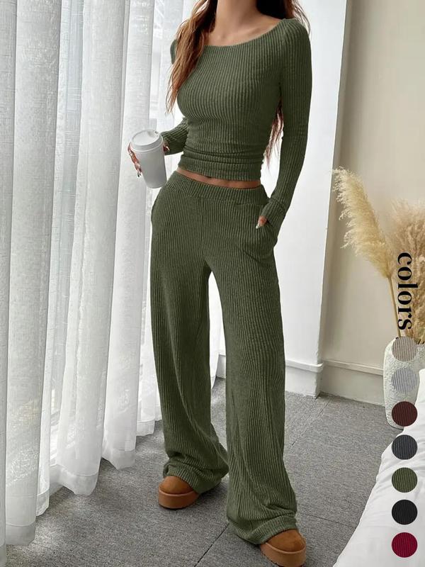 Ensemble Femme Rayé Décontracté Haut Manches Longues & Pantalon Ample à Poches, Style Européen, Confortable pour le Quotidien