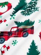 Christmas Family Matching Allover Xmas Tree & Car Print Long-sleeve Pajamas Sets with Christmas Socks Multi-color