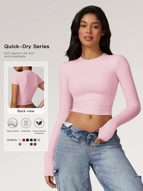 Women's Solid Round Neck Compression Sports Tee
