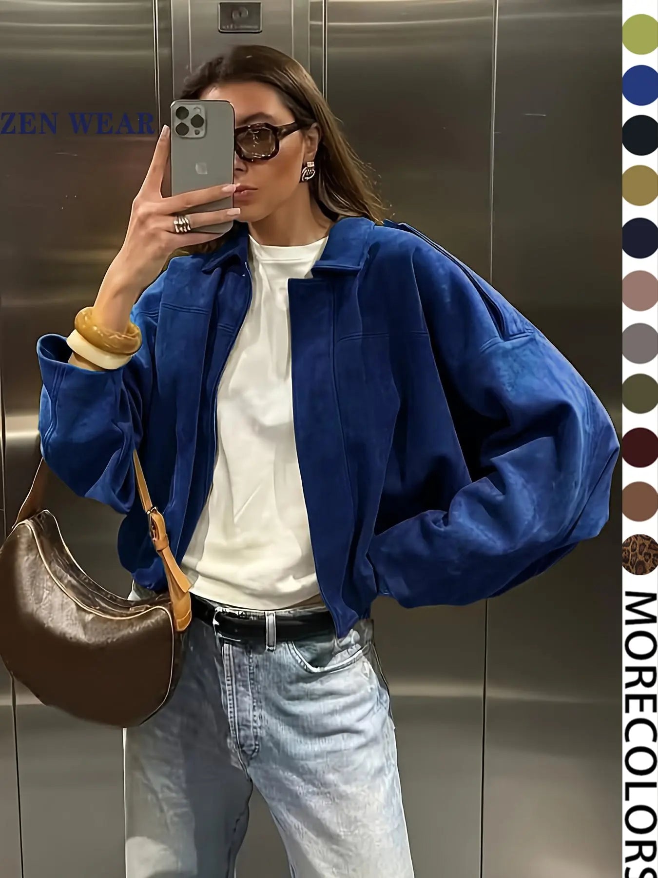 Veste aviateur femme, Nouveautés manteaux et vestes, Veste zippée décontractée pour femme, Veste d'hiver pour femme, Veste pilote oversize coupe courte, Veste courte streetwear femme 2025, Vêtement d'extérieur