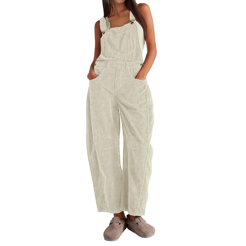 Salopette en velours côtelé pour femmes, pantalon large à bretelles en velours côtelé, combinaison ample réglable avec poches