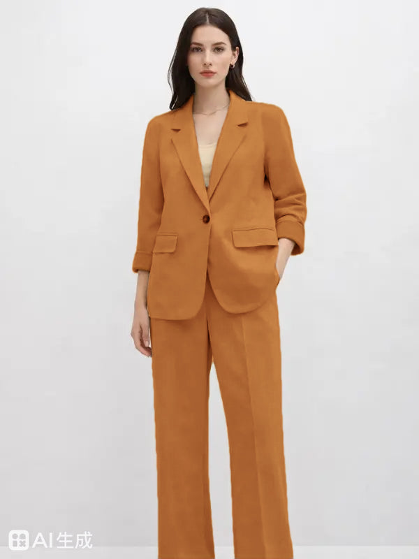 Costume en suède — Doté d'une silhouette fluide et moderne.